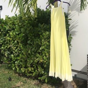 Long white and yellow dress.